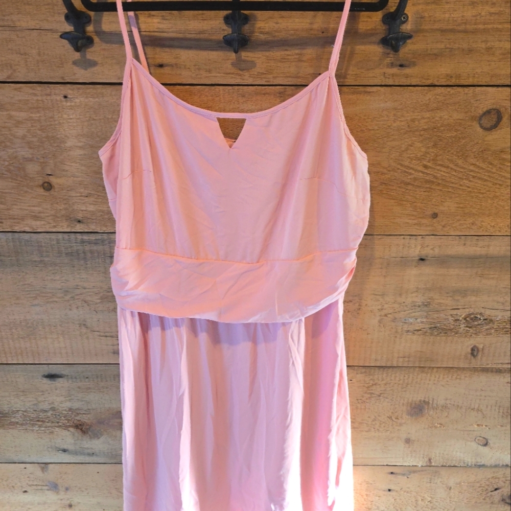 Poetic Justice, 2X peach midi dress